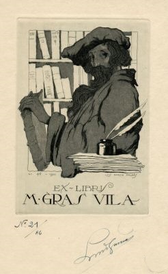 Ex-libris de Luis García Falgás pour Miguel Gras Vila